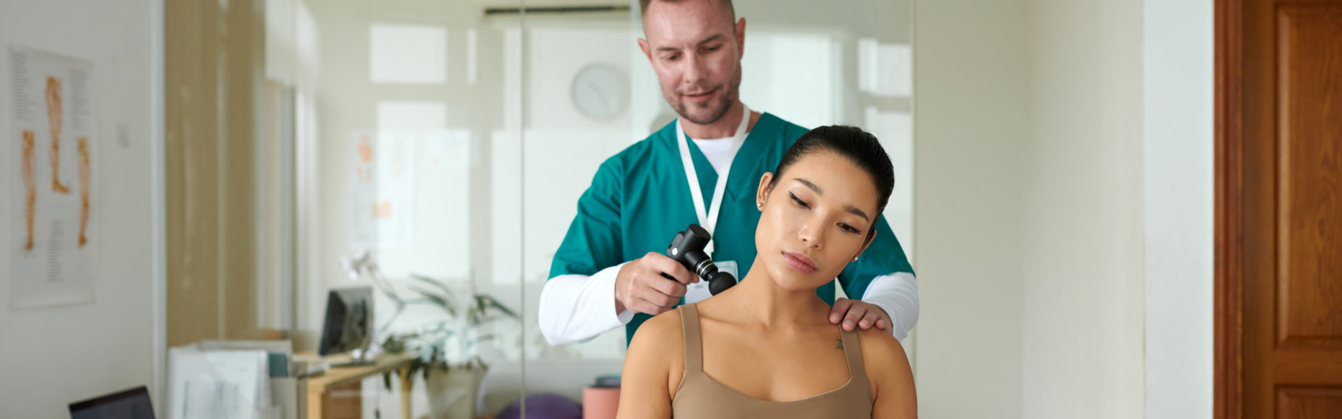 caregiver massaging woman